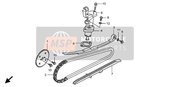 Honda SH125D 2009 STEUERKETTE & SPANNER für ein 2009 Honda SH125D